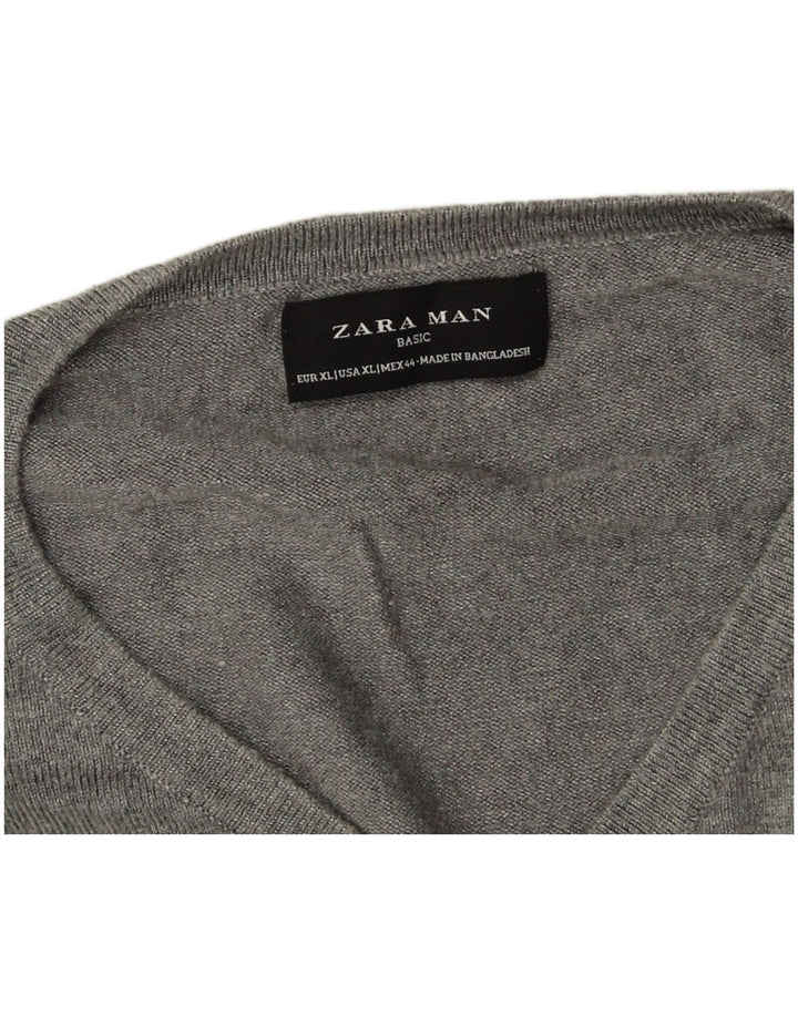 Męski sweter Zara z dekoltem w kształcie litery V, XL, szary