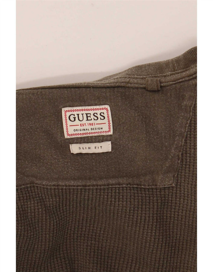 Męski top Guess o dopasowanym kroju z długim rękawem, średni khaki