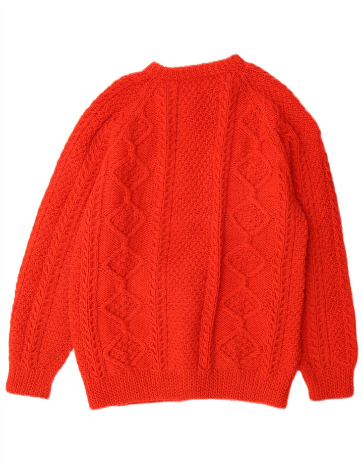 Sweter damski w stylu vintage UK 10, mały, czerwony, geometryczny