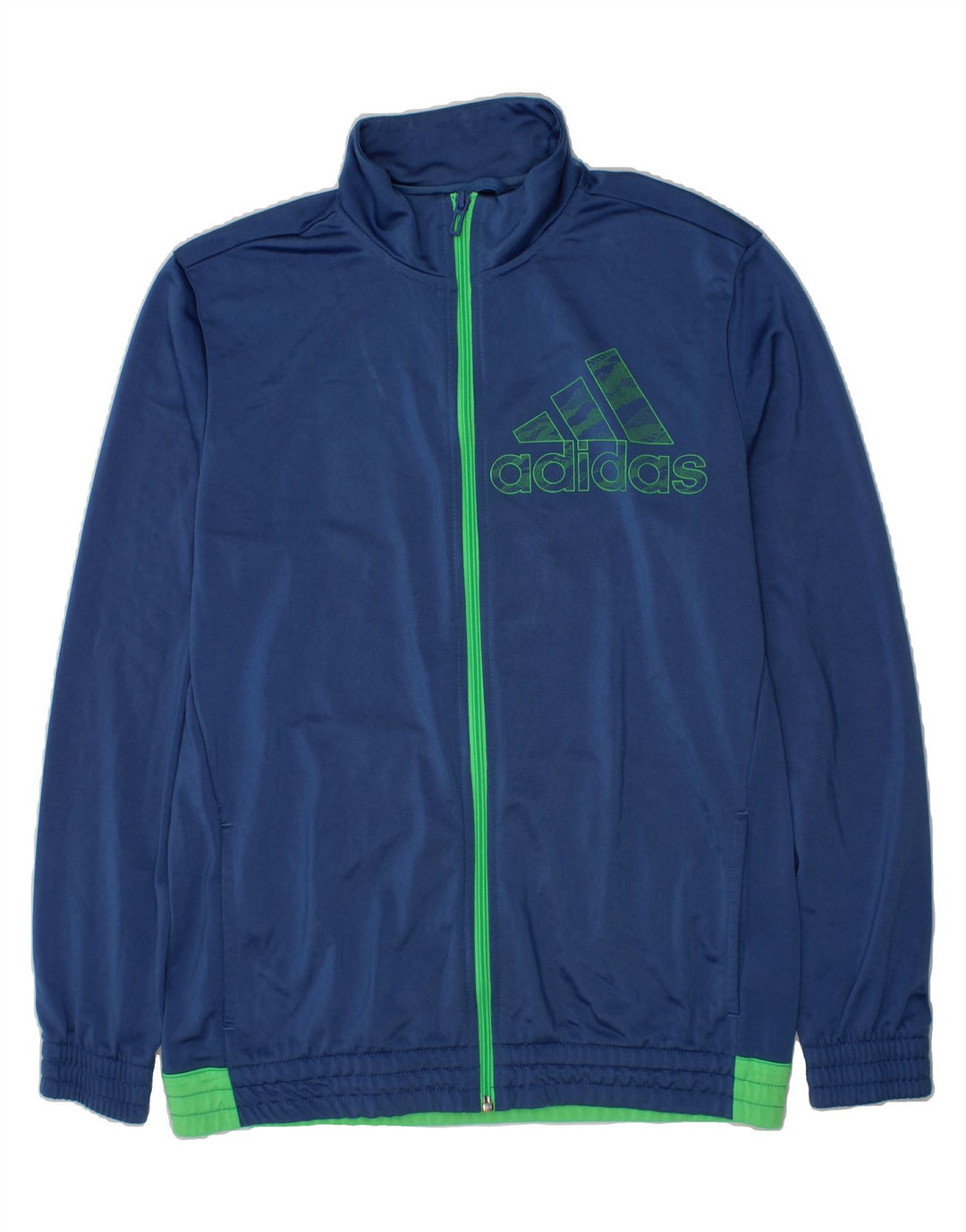 ADIDAS Boys Graphic Tracksuit Top Jacket 15-16 Years Navy Blue Polyester Vintage Adidas and Second-Hand Adidas from Messina Hembry 