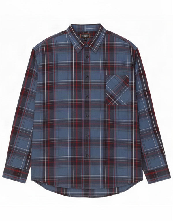 Atlas For Men Męska koszula flanelowa 4XL niebieska kratka bawełniana