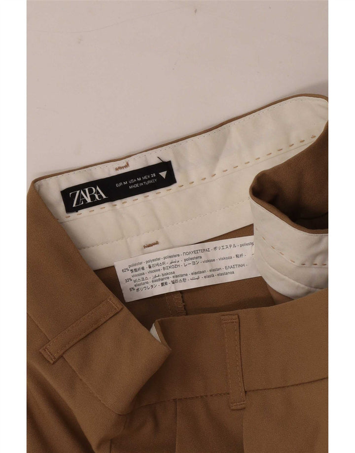 Damskie spodenki chino z wysokim stanem, średnie W28, brązowy poliester Zara