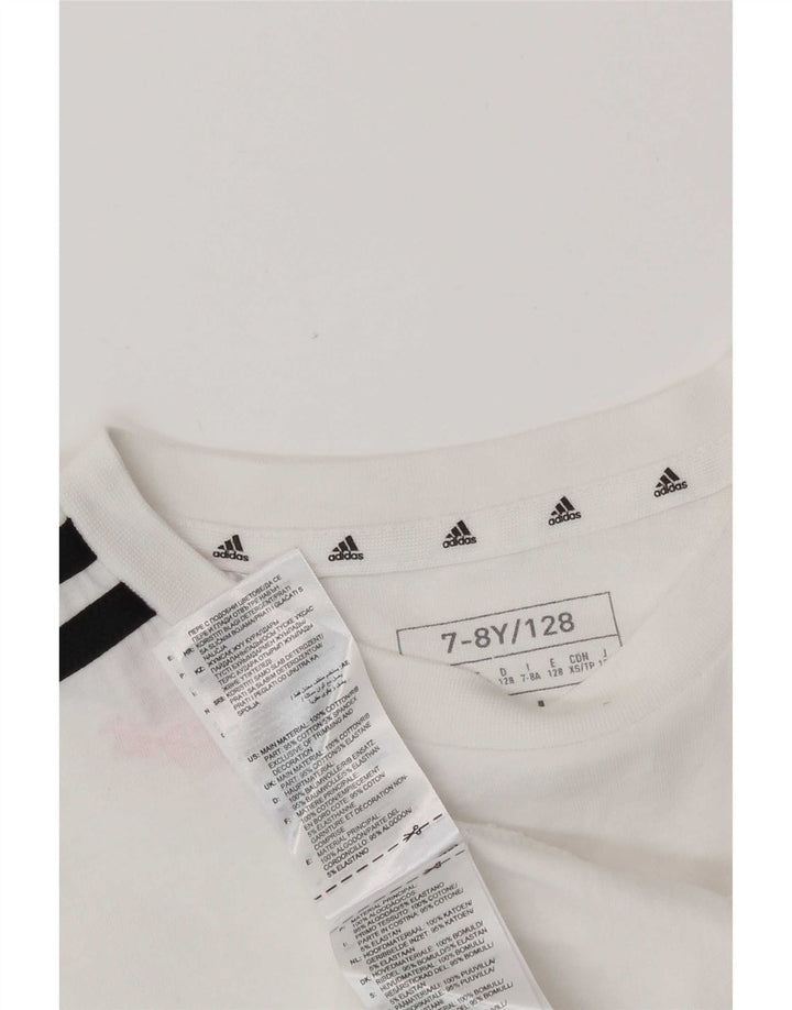 Adidas Chłopięcy T-Shirt Top 7-8 Lat Biała Bawełna