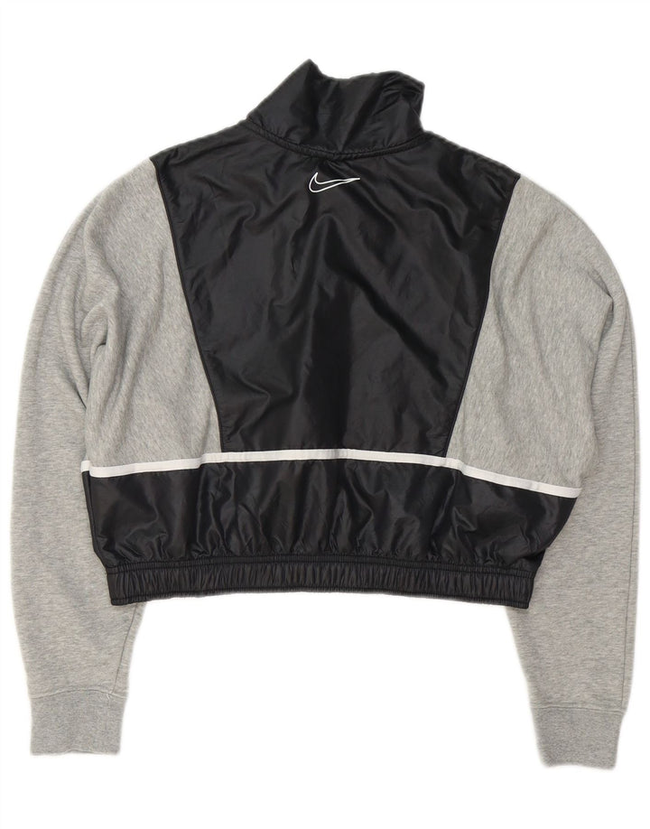 Damska bluza dresowa Nike Oversized Crop UK 10, mała, szara, z blokami kolorów