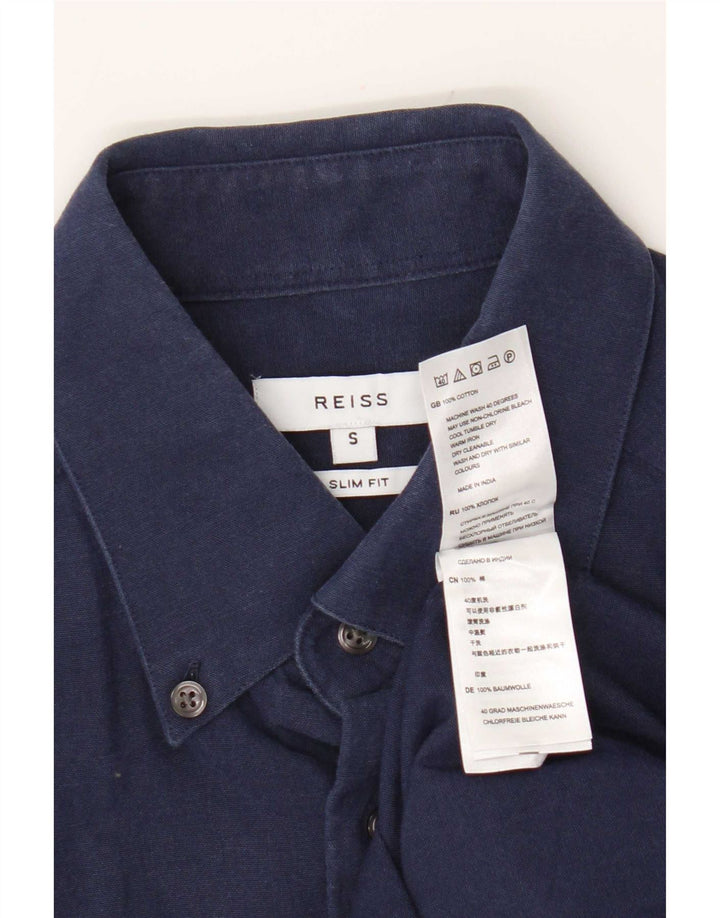 Koszula męska Reiss Slim Fit, mała, granatowa, bawełniana