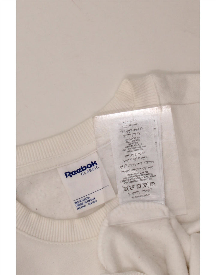 REEBOK Mens Classic Fit Graphic Sweatshirt Jumper Medium White Cotton