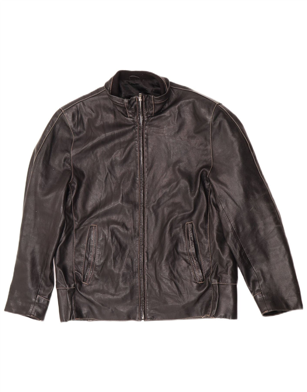 Vintage męska kurtka skórzana zapinana na zamek IT 50 Large Black Biker