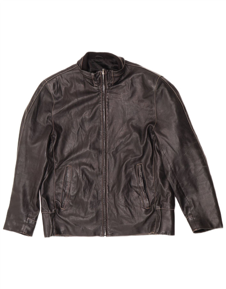 Vintage męska kurtka skórzana zapinana na zamek IT 50 Large Black Biker