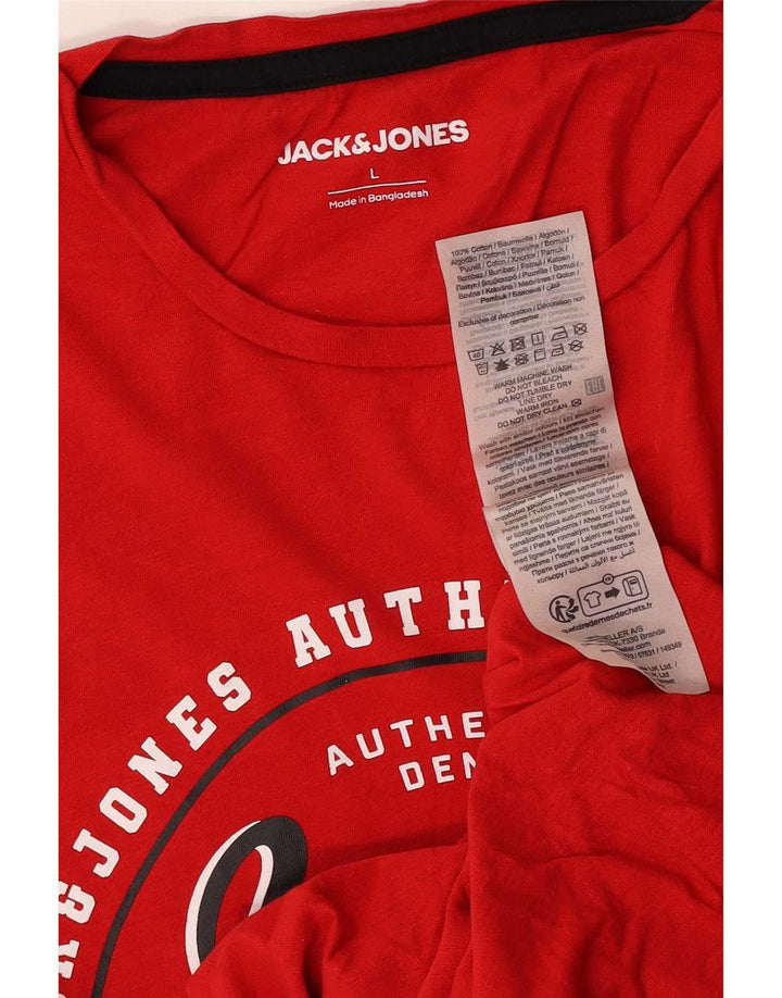 Męski T-shirt Jack & Jones Regular Graphic Top, duży, czerwony, bawełniany