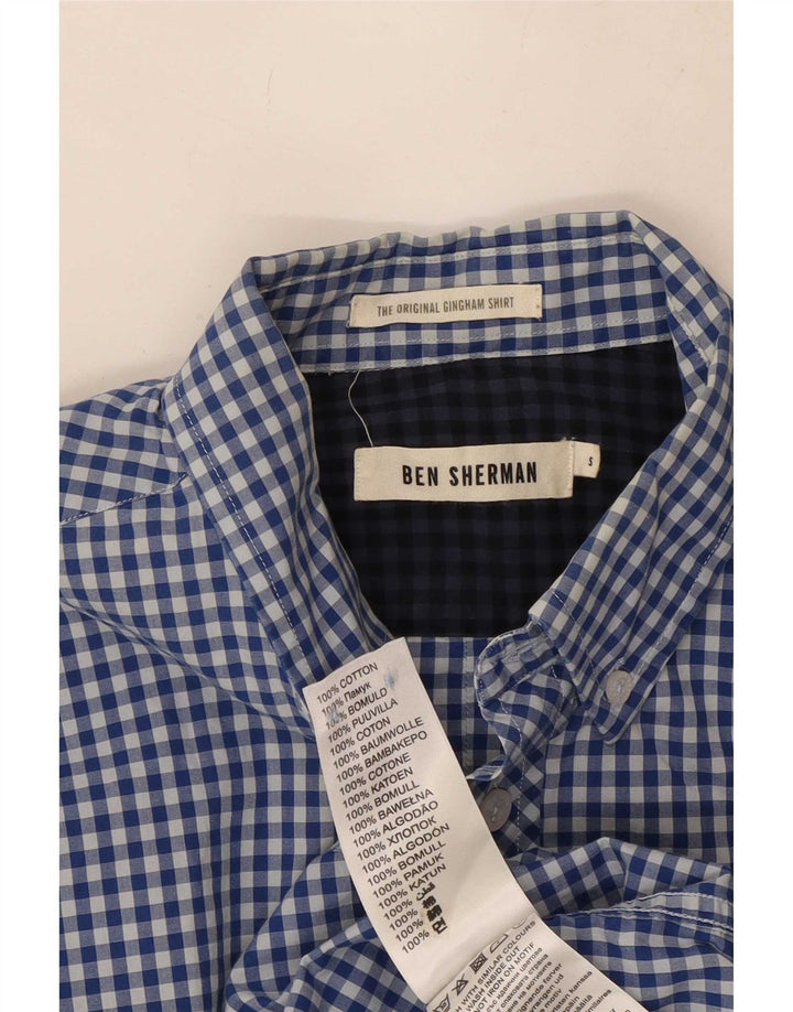 Koszula męska Ben Sherman, mała, niebieska bawełniana kratka