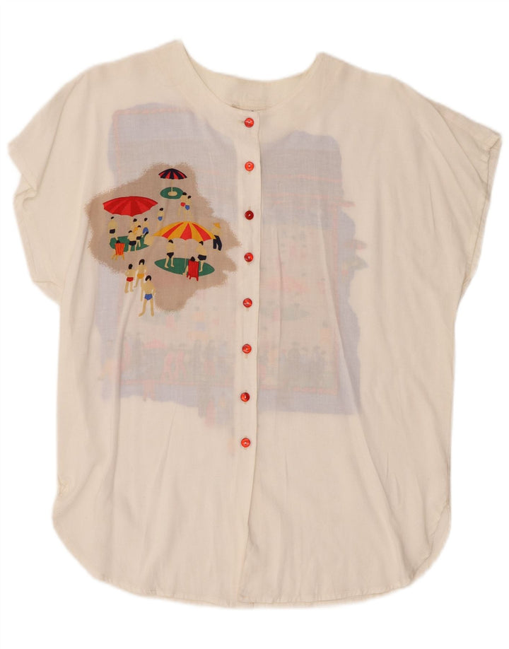 Nowa szybka damska bluzka oversize z grafiką EU 36, mała biała