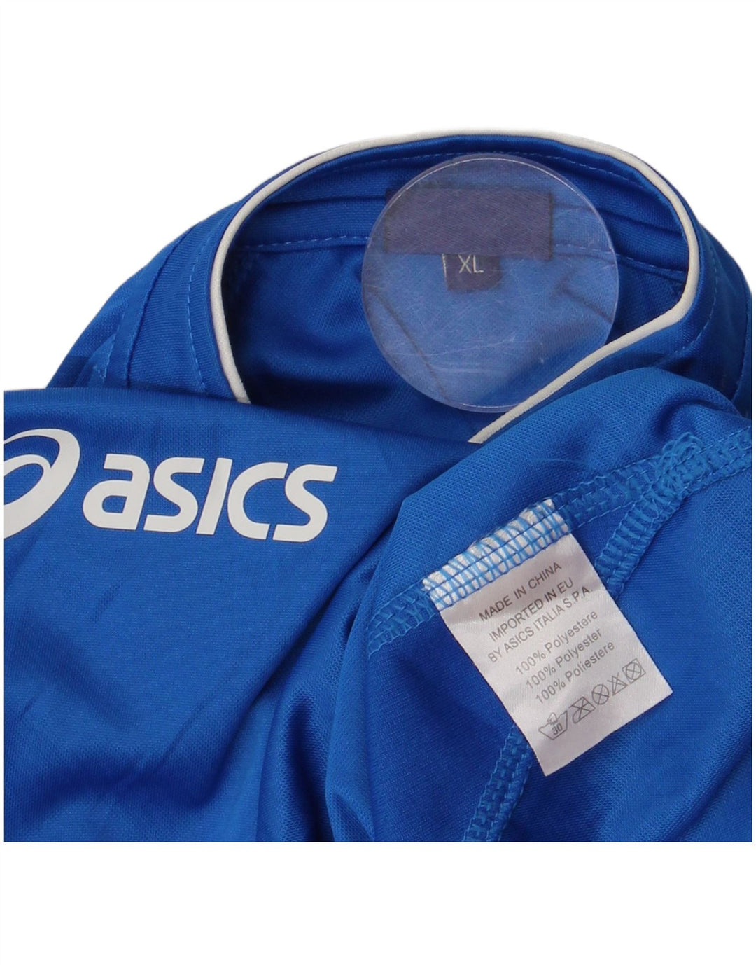 T-shirt męski Asics, top XL, niebieski, poliester z blokami kolorów