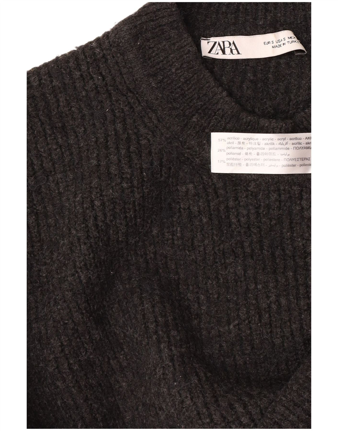 Damski sweter Zara Crop Oversize z okrągłym dekoltem UK 10 Small Grey