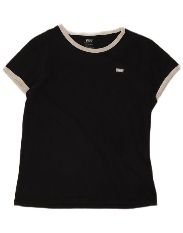 Damska koszulka Levi's Perfect Crew Top UK 10, mała, czarna, bawełniana w bloki kolorów