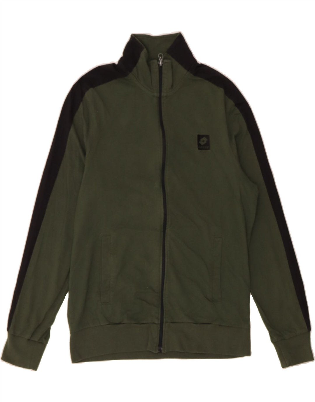 LOTTO Womens Tracksuit Top Jacket UK 14 Medium Green Colourblock Cotton Vintage Lotto and Second-Hand Lotto from Messina Hembry 