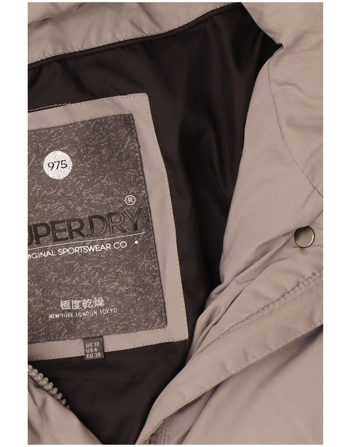Damski, oversize'owy, ocieplany płaszcz z kapturem Superdry, UK 10, mały, szary