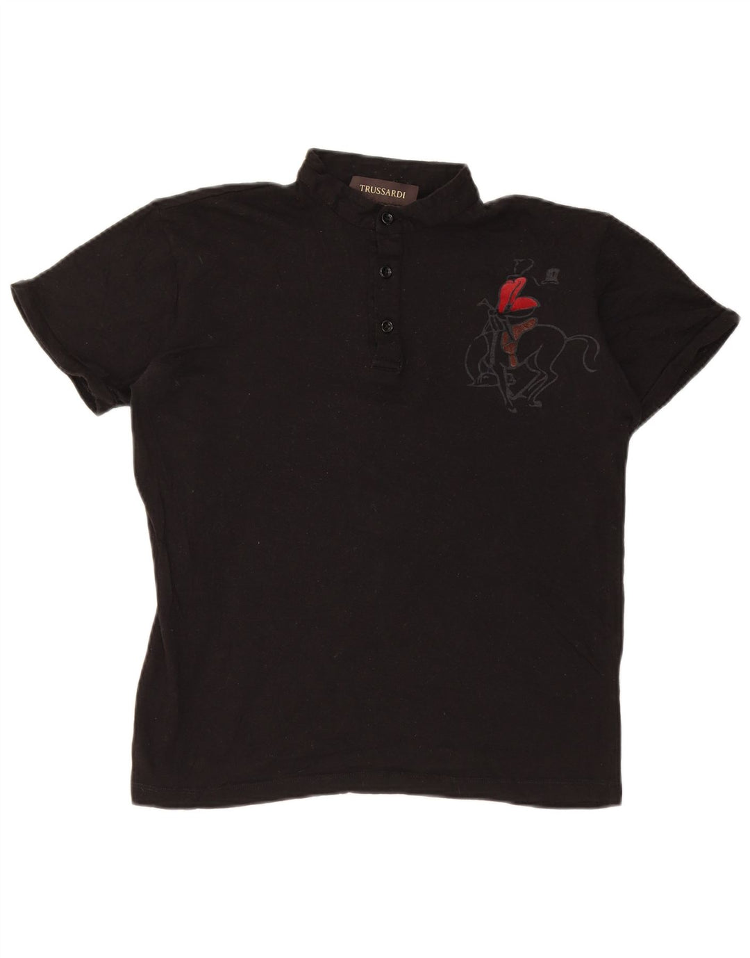 Damska graficzna koszulka polo Trussardi UK 14, średnia czarna