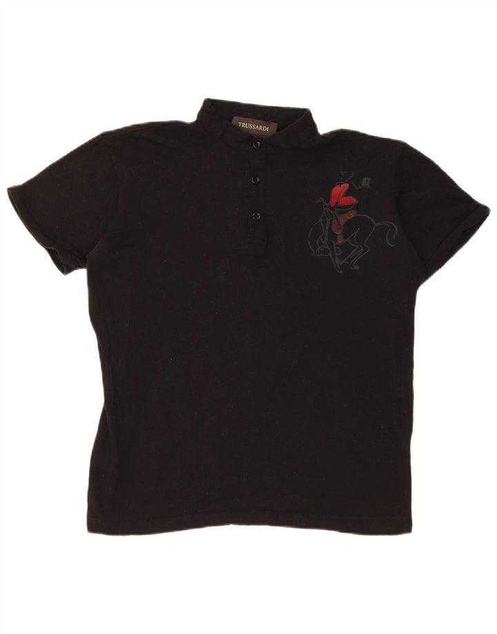 Damska graficzna koszulka polo Trussardi UK 14, średnia czarna