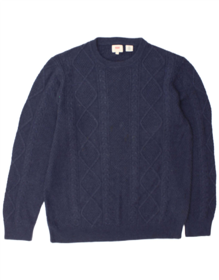 Męski sweter z okrągłym dekoltem Levi's XL, granatowy, bawełniany