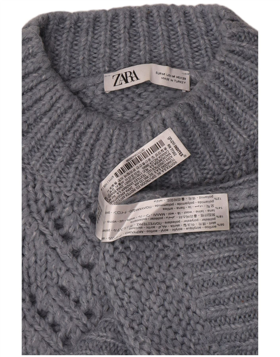 Sweter damski Zara z golfem UK 12, średni niebieski akryl
