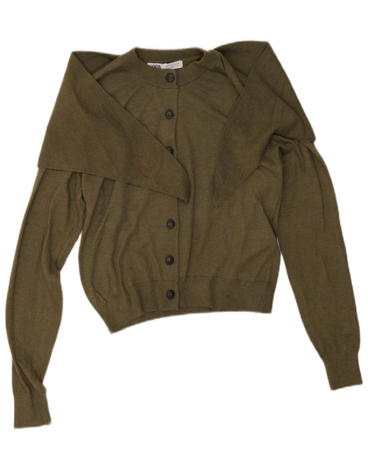 Sweter damski Zara Crop Cardigan UK 10 Small Khaki Poliamid