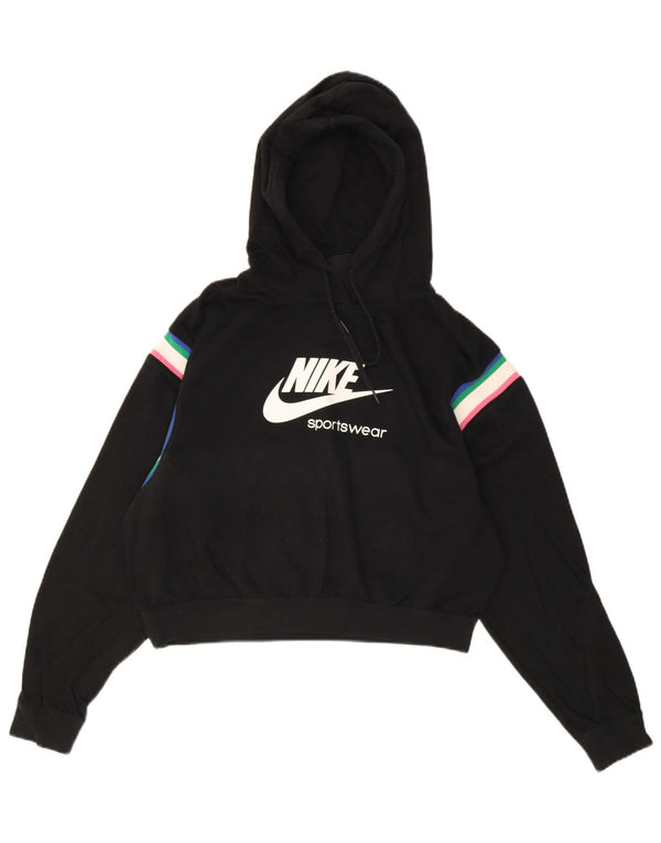 Damska bluza z kapturem Nike Crop Graphic UK 10, mała czarna, z blokami kolorów