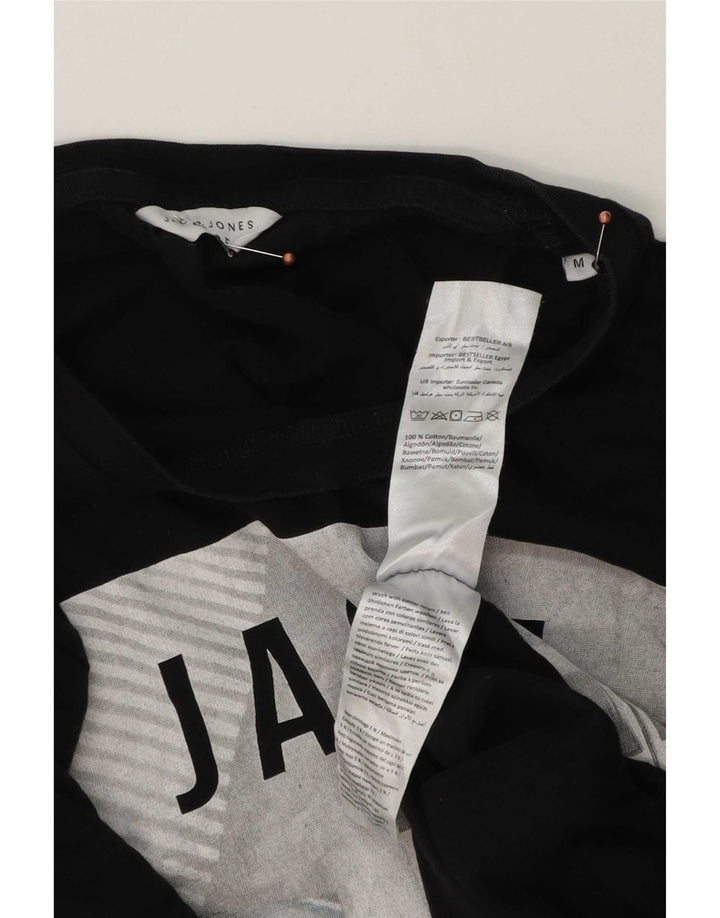 Męski T-shirt z grafiką Jack & Jones, średni czarny, bawełniany