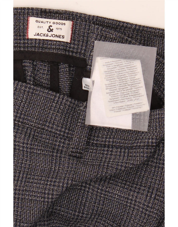 Męskie spodnie chino Jack & Jones Marco Slim W36 L32 Szary poliester w kratę