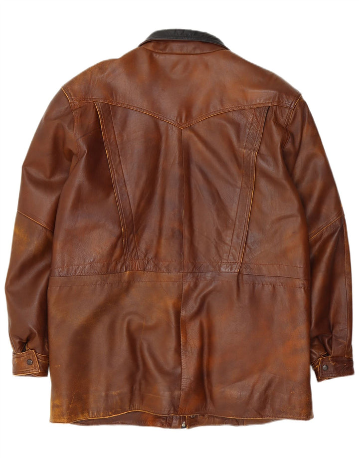 Vintage męska skórzana kurtka UK 42 XL brązowa