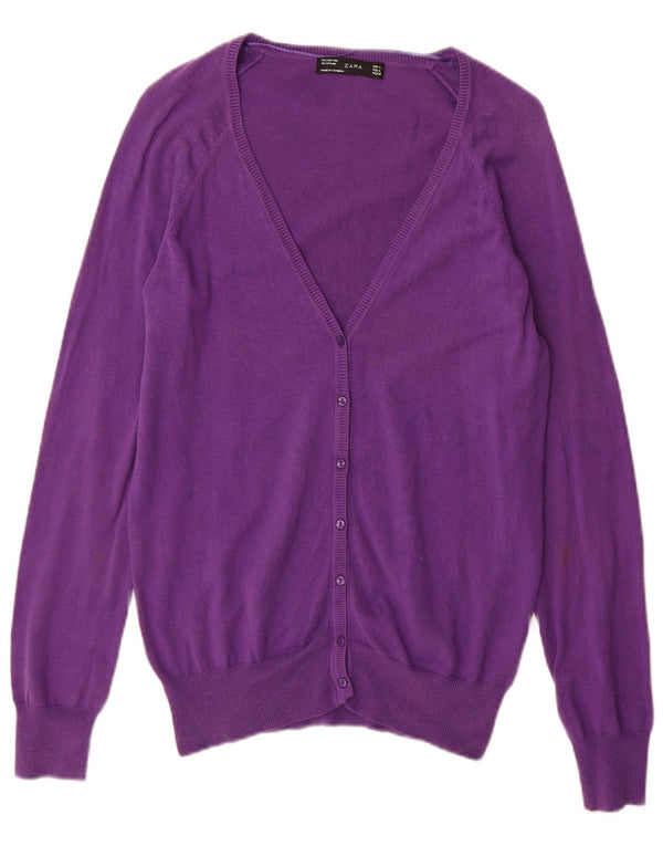Sweter damski Zara Cardigan UK 18 XL, fioletowa bawełna