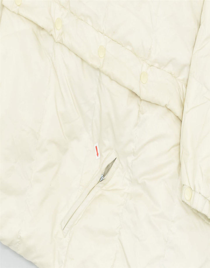 ELLESSE Womens Oversized Padded Jacket UK 14 Medium Off White Polyamide | Vintage | Thrift | Second-Hand | Used Clothing | Messina Hembry 