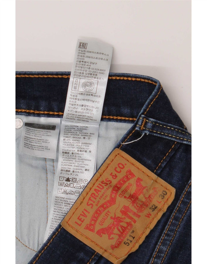 Męskie jeansy Levi's 511 Slim W32 L30 Granatowa bawełna