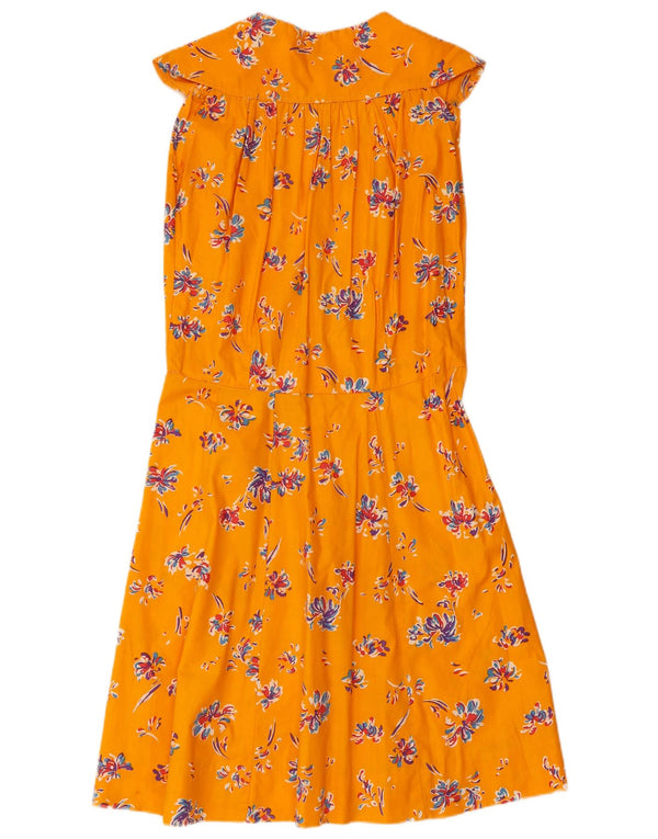 Damska sukienka bez rękawów w stylu vintage, UK 10, mała, żółta w kwiaty