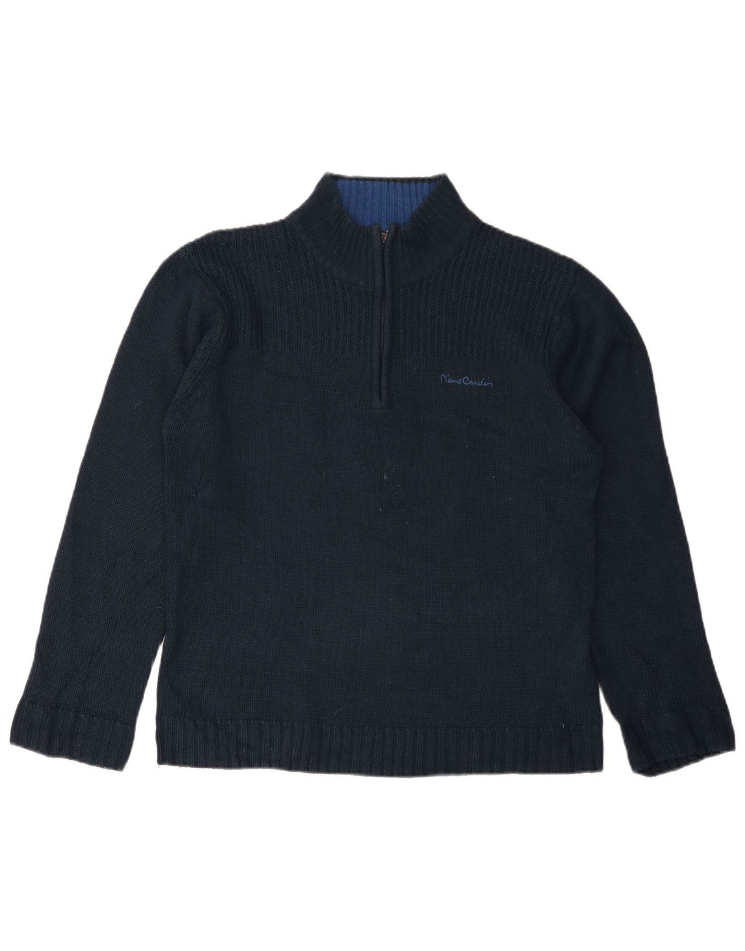 PIERRE CARDIN Męski sweter zapinany na zamek, średni granatowy akryl