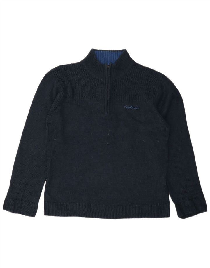 PIERRE CARDIN Męski sweter zapinany na zamek, średni granatowy akryl