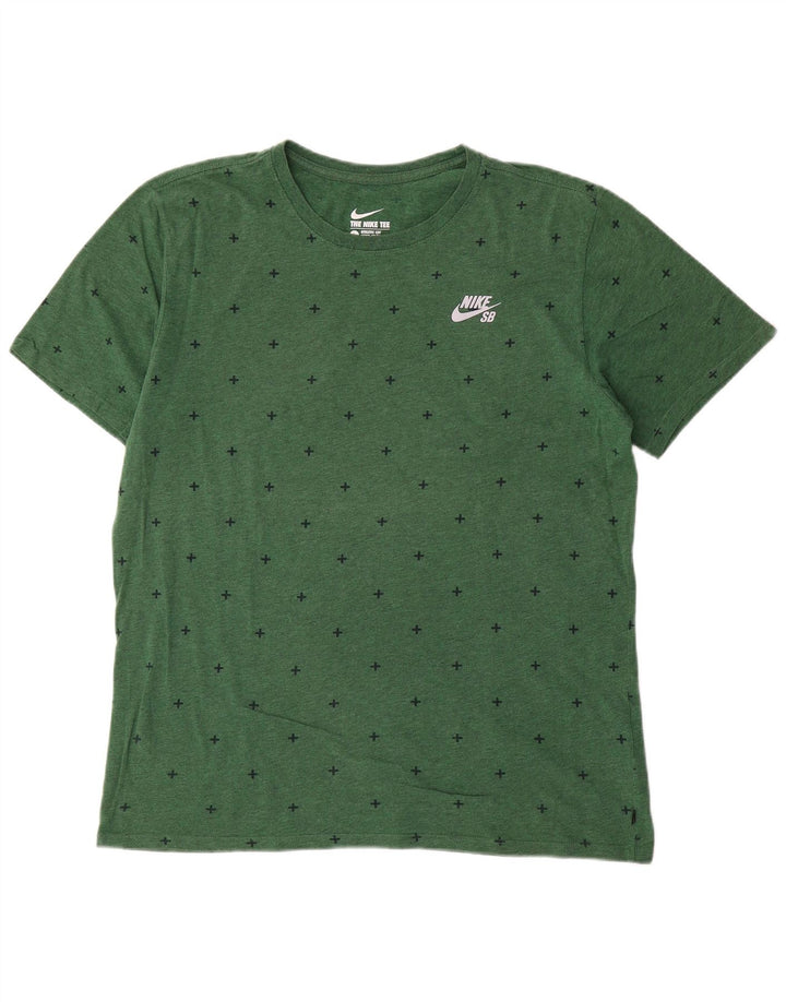 Męski T-shirt Nike o sportowym kroju z abstrakcyjnym wzorem, duży, zielony, bawełniany