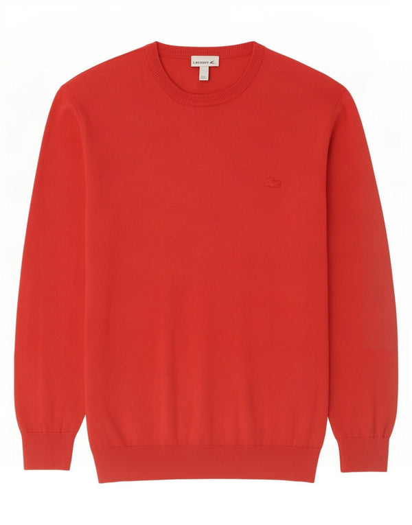 Męski sweter Lacoste z okrągłym dekoltem, rozmiar 7 2XL, czerwona bawełna