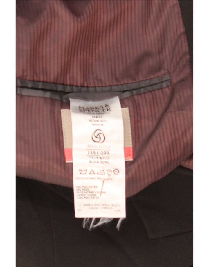 Marks & Spencer Męska marynarka zapinana na 3 guziki UK 42, duża, czarna, poliestrowa