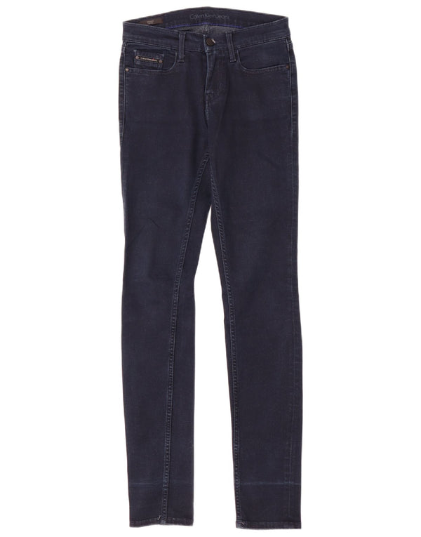 Damskie jeansy skinny ze średnim stanem Calvin Klein W26 L32 Niebieskie bawełniane