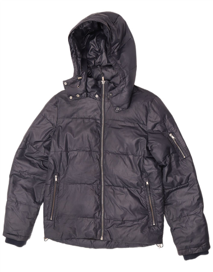 Męska ocieplana kurtka z kapturem Lee UK 36, mała, granatowa, z poliestru