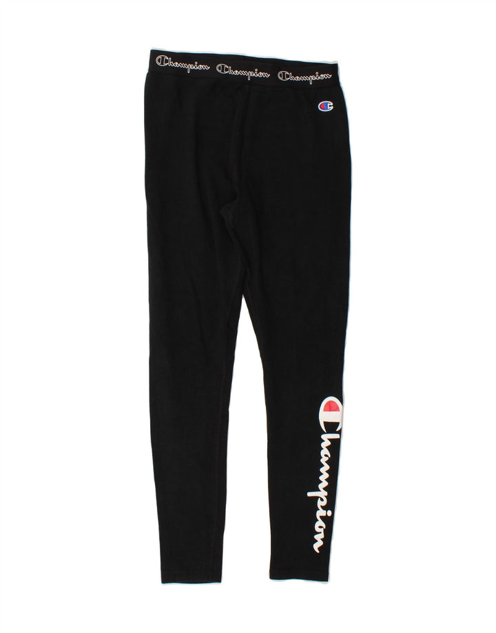 CHAMPION Womens Graphic Leggings UK 12 Medium  Black Vintage Champion and Second-Hand Champion from Messina Hembry 