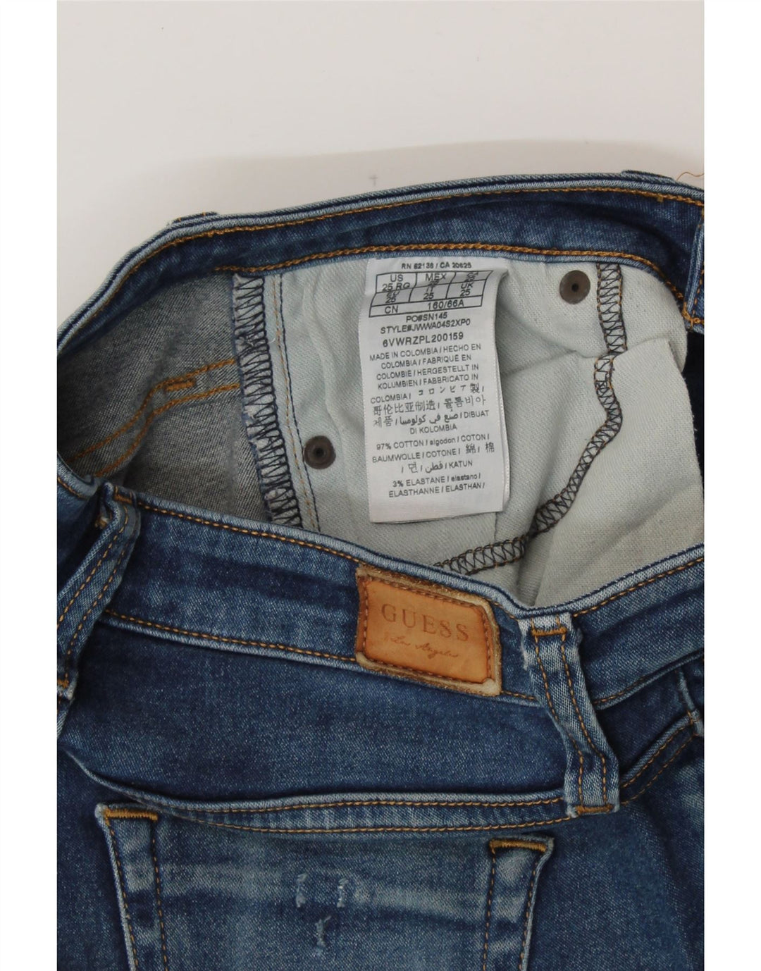 Damskie jeansy GUESS Slim W25 L27 Niebieskie, bawełniane