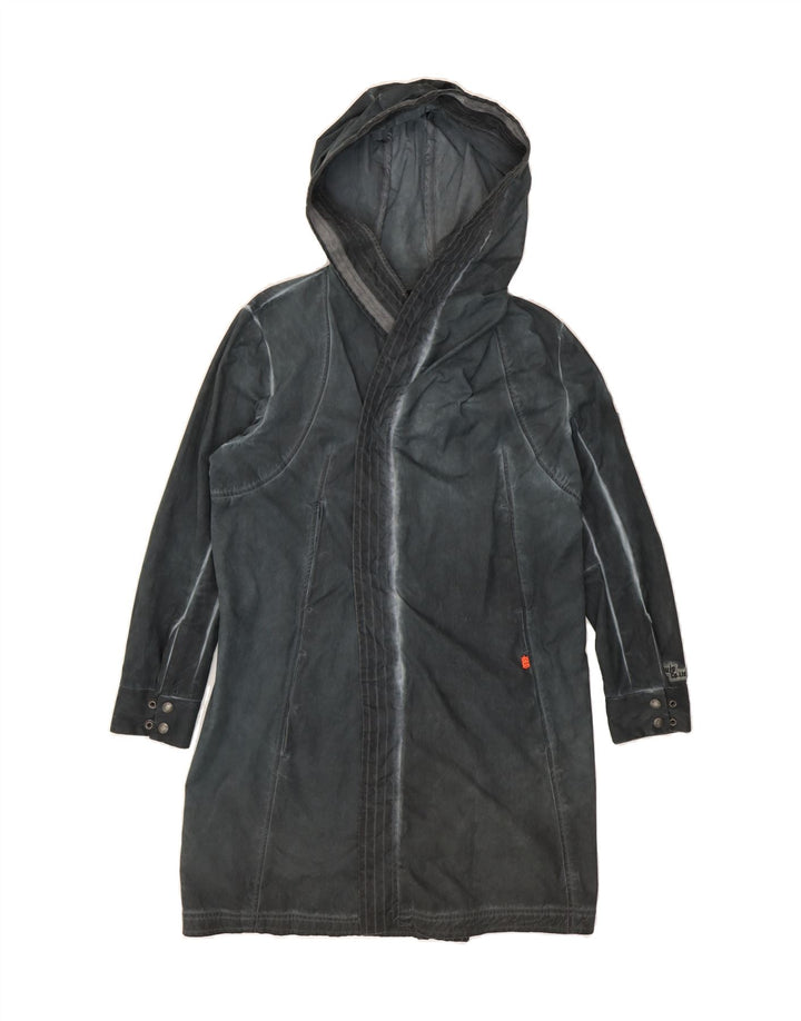 KHUJO Womens Hooded Parka Jacket UK 14 Medium Blue Cotton Modern Vintage KHUJO and Second-Hand KHUJO from Messina Hembry 
