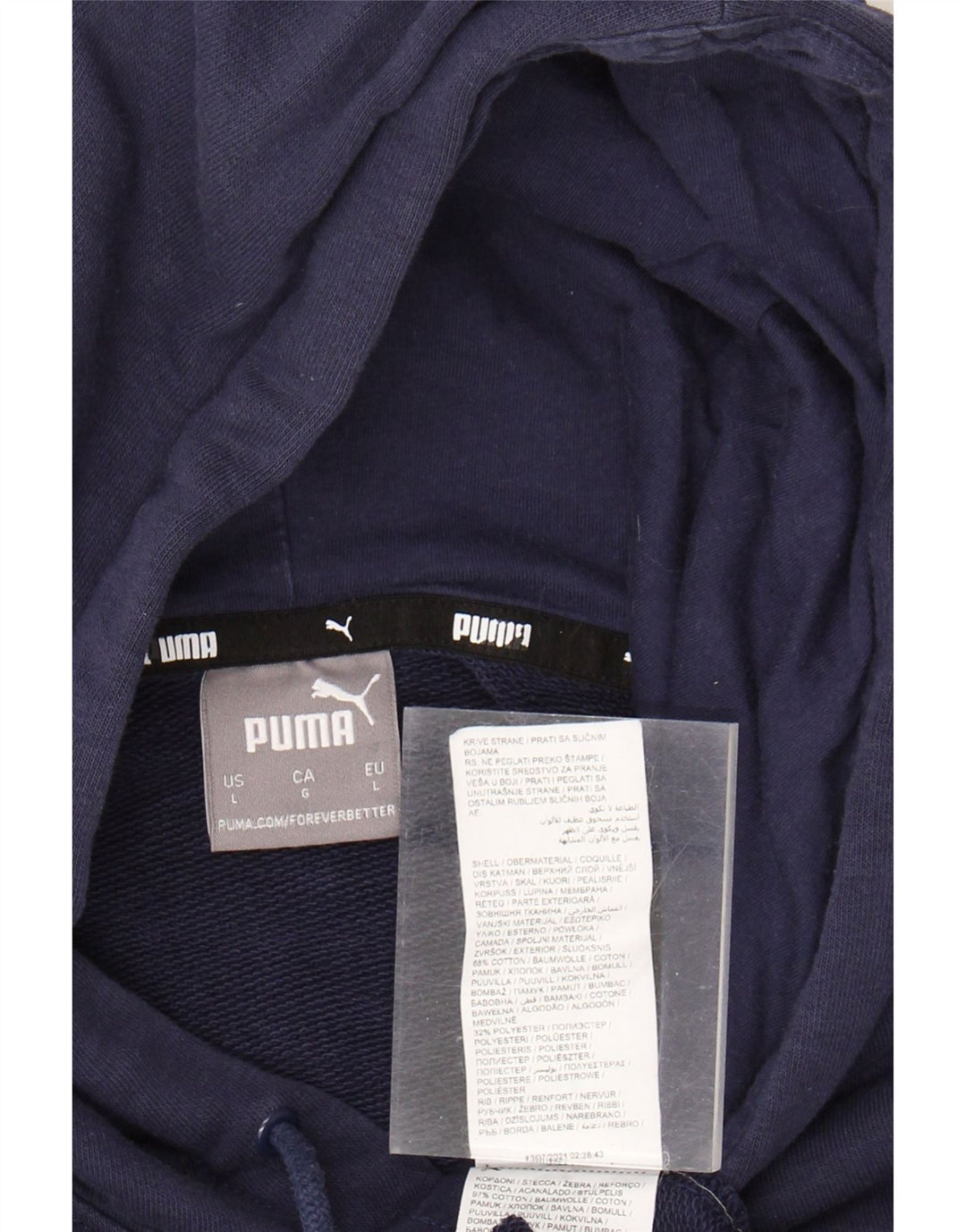 PUMA Mens Hoodie Jumper Large Navy Blue Cotton
