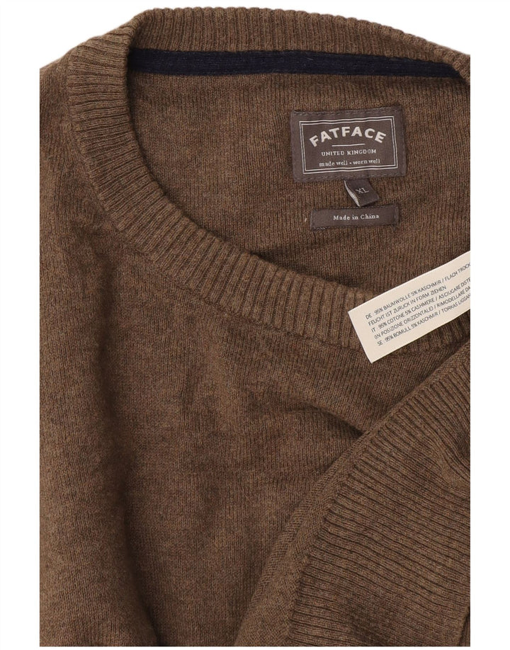 Męski sweter z okrągłym dekoltem Fat Face XL, beżowa bawełna