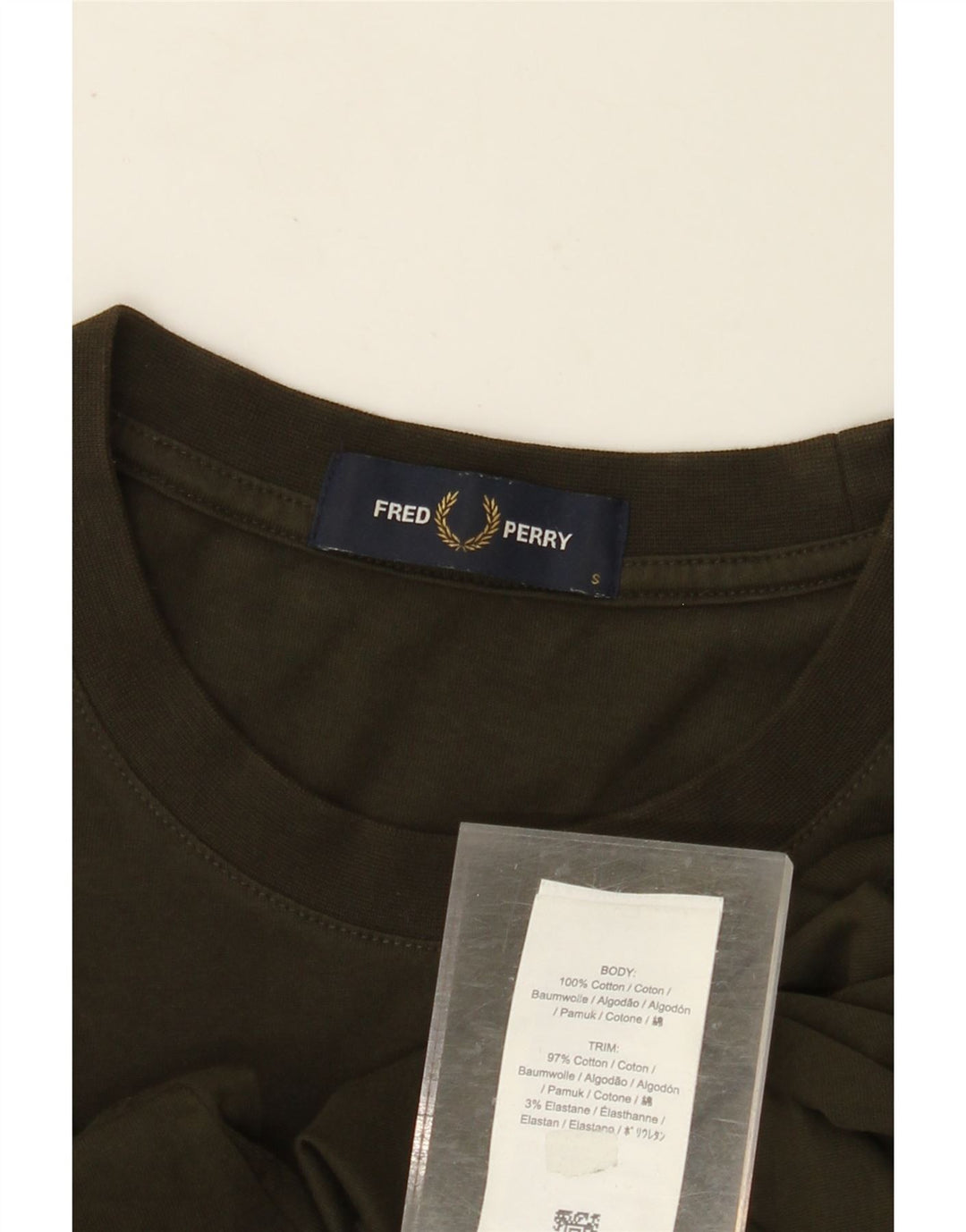 Męski T-shirt z grafiką FRED PERRY, mały, bawełniany khaki