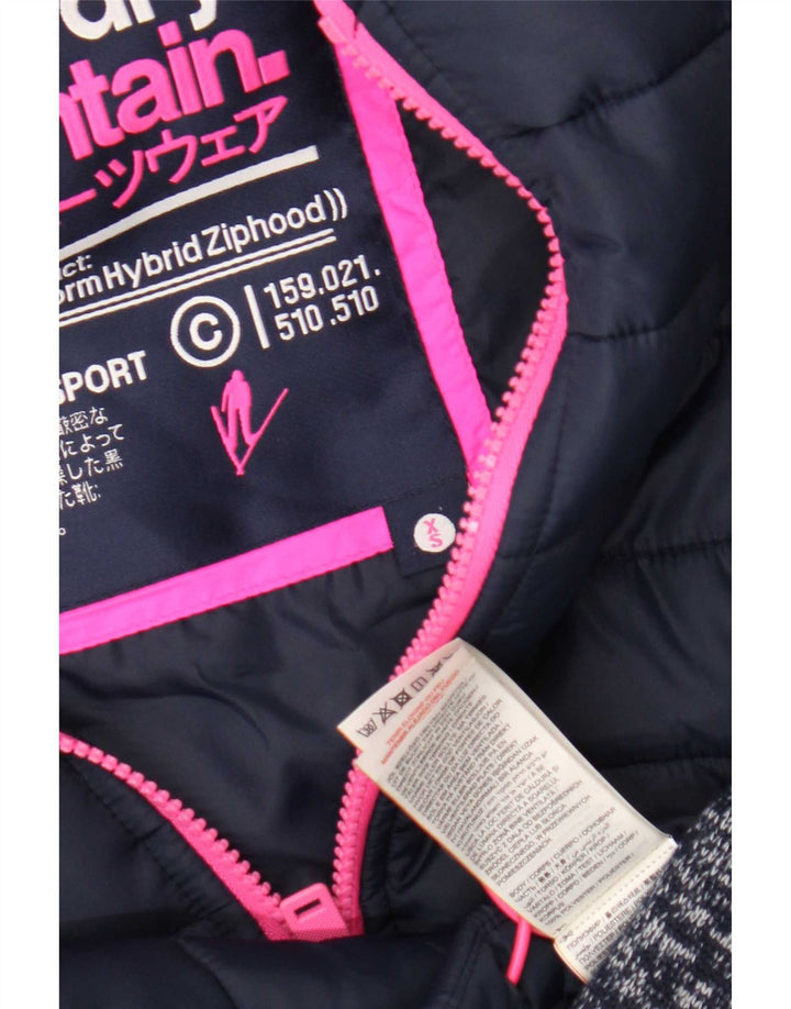 Damska wyściełana kurtka z kapturem Superdry UK 8, mały, granatowy, nakrapiany poliester