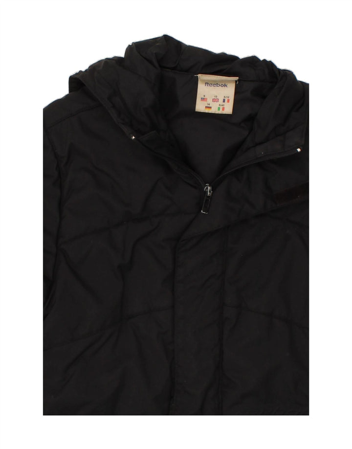 REEBOK Womens Hooded Padded Jacket UK 10 Small Black Polyester Vintage Reebok and Second-Hand Reebok from Messina Hembry 