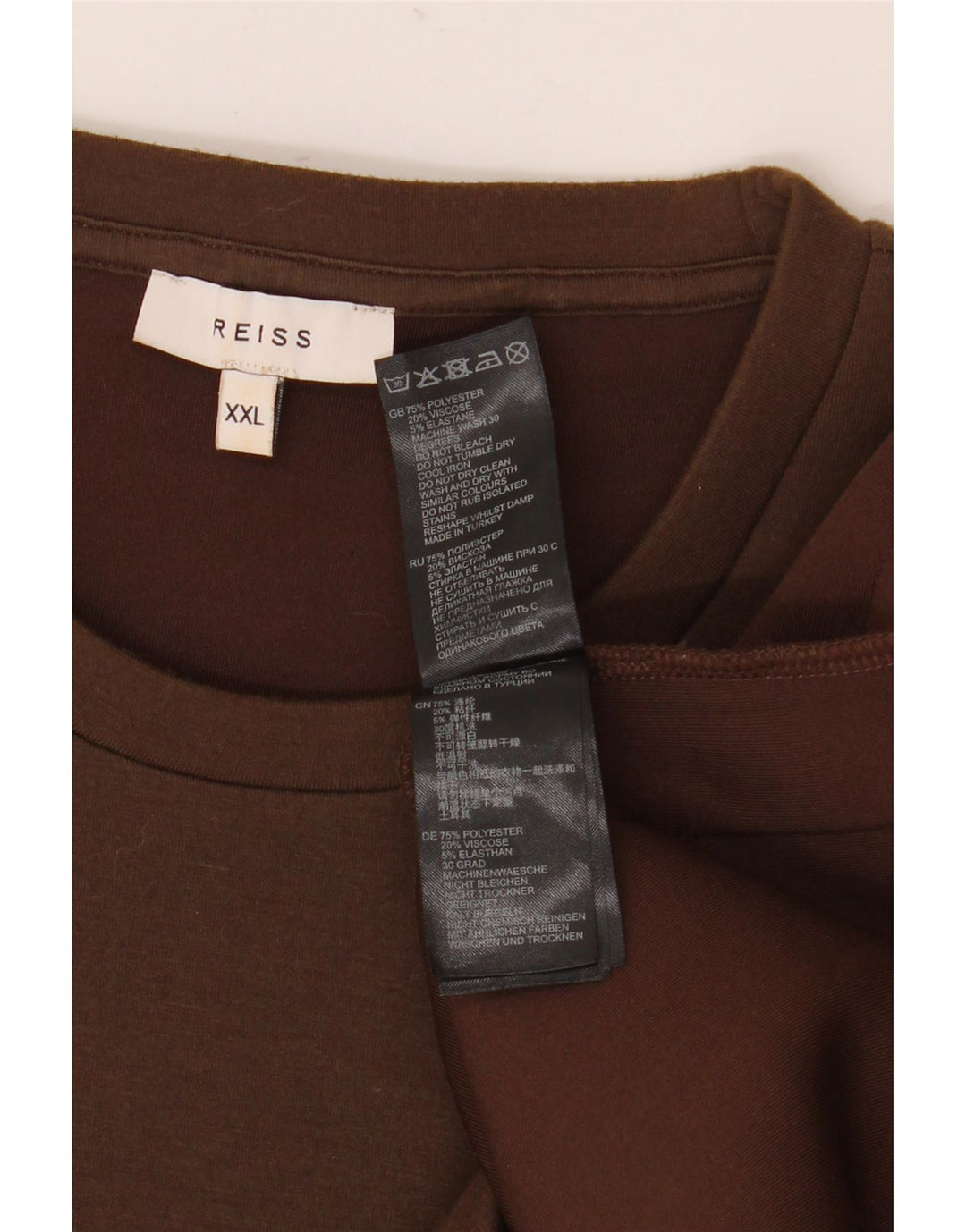 Koszulka męska Reiss Top 2XL, brązowy poliester