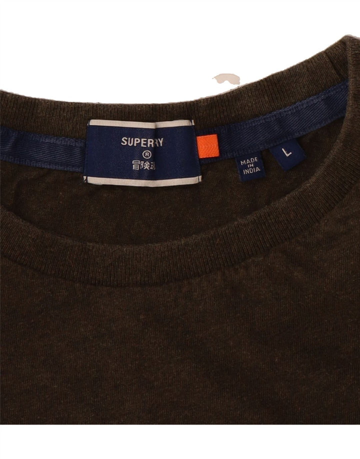 SUPERDRY Mens T-Shirt Top Large Khaki Cotton Vintage Superdry and Second-Hand Superdry from Messina Hembry 
